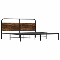 Produktbild för Sängram utan madrass metall rökfärgad ek 183x213 cm