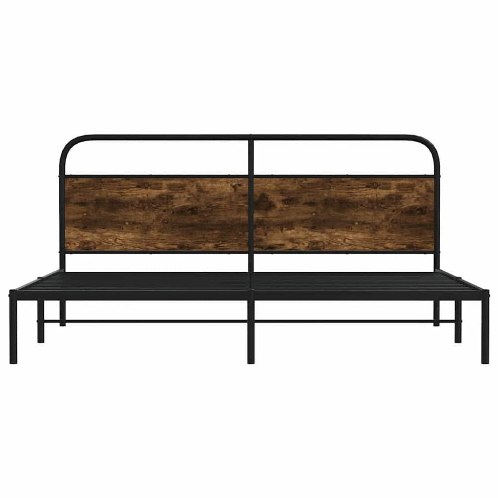 Produktbild för Sängram utan madrass metall rökfärgad ek 183x213 cm