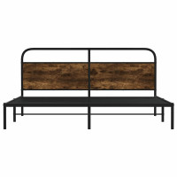 Produktbild för Sängram utan madrass metall rökfärgad ek 183x213 cm