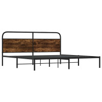 Produktbild för Sängram utan madrass metall rökfärgad ek 193x203 cm