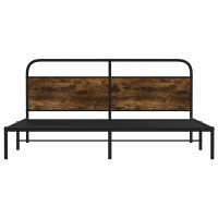 Produktbild för Sängram utan madrass metall rökfärgad ek 193x203 cm