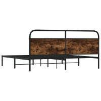 Produktbild för Sängram utan madrass metall rökfärgad ek 193x203 cm