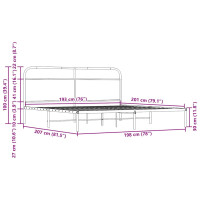 Produktbild för Sängram utan madrass metall rökfärgad ek 193x203 cm