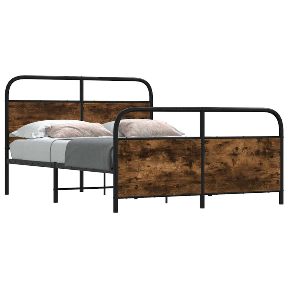 Produktbild för Sängram utan madrass metall rökfärgad ek 140x200 cm