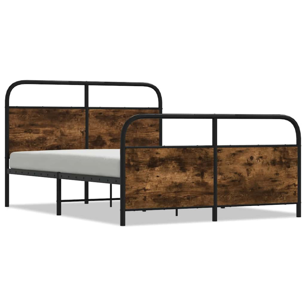Produktbild för Sängram utan madrass metall rökfärgad ek 140x200 cm