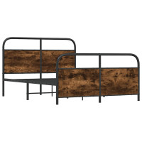 Produktbild för Sängram utan madrass metall rökfärgad ek 140x200 cm