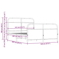 Produktbild för Sängram utan madrass metall rökfärgad ek 140x200 cm