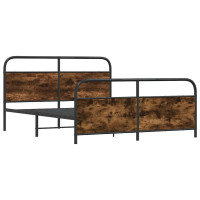Produktbild för Sängram utan madrass metall rökfärgad ek 193x203 cm