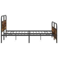 Produktbild för Sängram utan madrass metall rökfärgad ek 193x203 cm