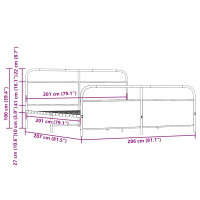 Produktbild för Sängram utan madrass metall rökfärgad ek 200x200 cm