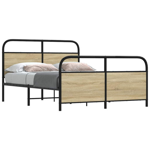 vidaXL Sängram utan madrass metall sonoma-ek 137x190 cm