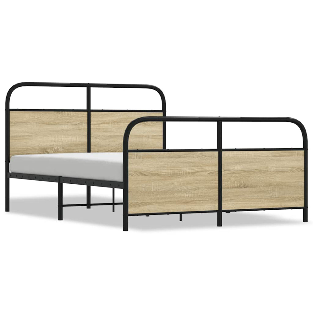Produktbild för Sängram utan madrass metall sonoma-ek 137x190 cm