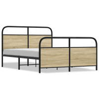Produktbild för Sängram utan madrass metall sonoma-ek 137x190 cm