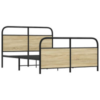 Produktbild för Sängram utan madrass metall sonoma-ek 137x190 cm