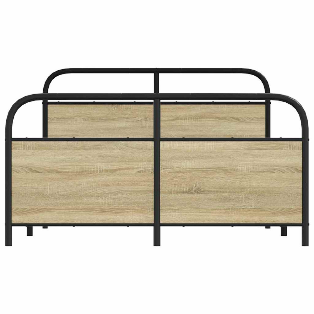 Produktbild för Sängram utan madrass metall sonoma-ek 137x190 cm