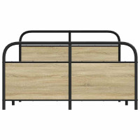 Produktbild för Sängram utan madrass metall sonoma-ek 137x190 cm