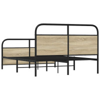 Produktbild för Sängram utan madrass metall sonoma-ek 137x190 cm