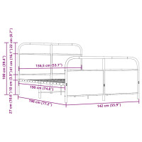 Produktbild för Sängram utan madrass metall sonoma-ek 137x190 cm