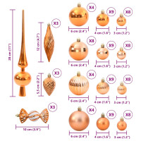 Produktbild för Julgranskulor 98 st koppar Ø3/4/6 cm