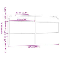 Produktbild för Sänggavel rökfärgad ek 180 cm konstruerat trä och stål