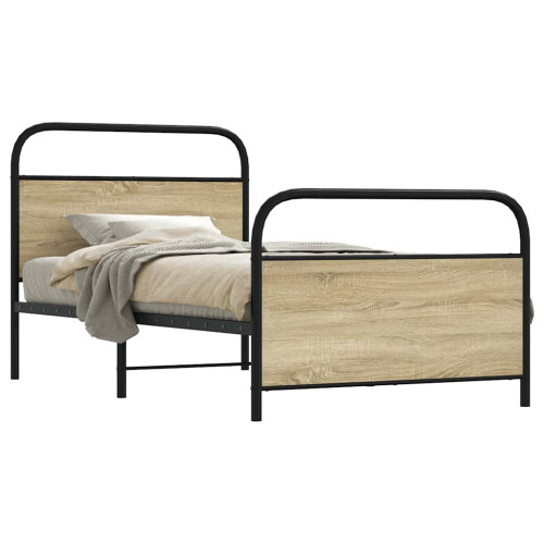 vidaXL Sängram utan madrass sonoma-ek 107x203 cm konstruerad trä
