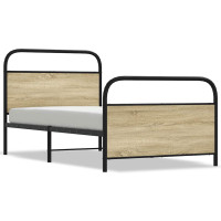 Produktbild för Sängram utan madrass sonoma-ek 107x203 cm konstruerad trä