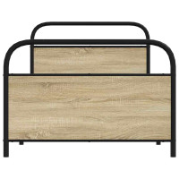 Produktbild för Sängram utan madrass sonoma-ek 107x203 cm konstruerad trä