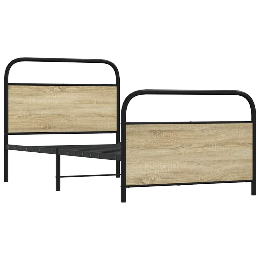 Produktbild för Sängram utan madrass sonoma-ek 107x203 cm konstruerad trä