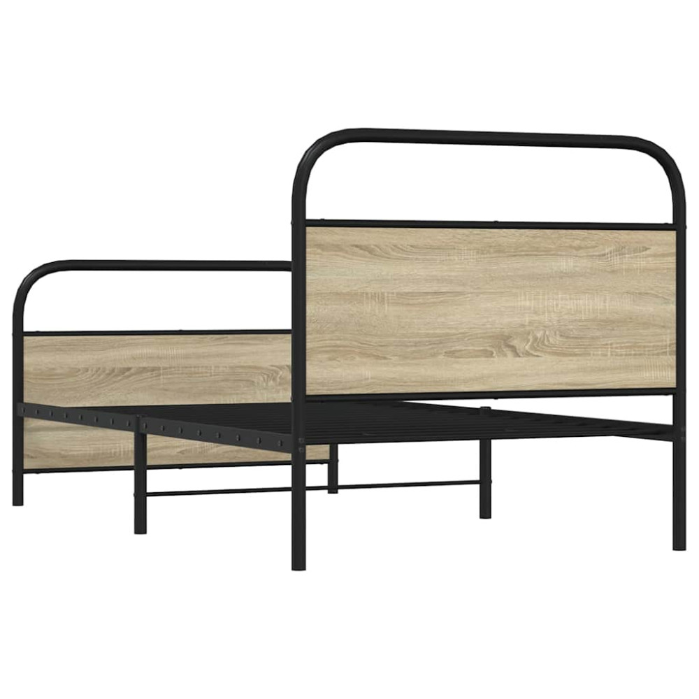 Produktbild för Sängram utan madrass sonoma-ek 107x203 cm konstruerad trä