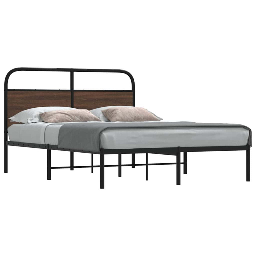 Produktbild för Sängram utan madrass brun ek 135x190 cm konstruerad trä