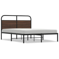 Produktbild för Sängram utan madrass brun ek 135x190 cm konstruerad trä