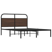 Produktbild för Sängram utan madrass brun ek 135x190 cm konstruerad trä