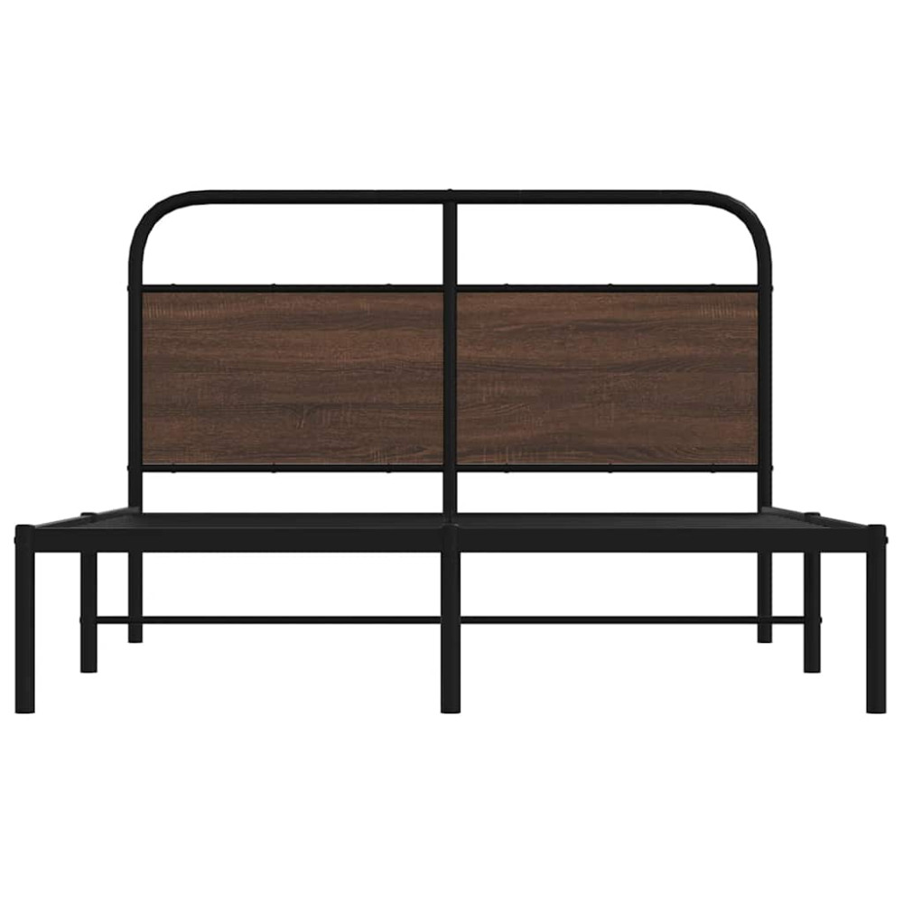 Produktbild för Sängram utan madrass brun ek 135x190 cm konstruerad trä
