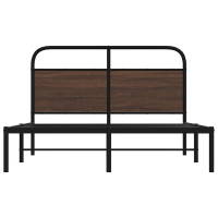 Produktbild för Sängram utan madrass brun ek 135x190 cm konstruerad trä