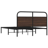 Produktbild för Sängram utan madrass brun ek 135x190 cm konstruerad trä