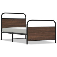 Produktbild för Sängram utan madrass brun ek 107x203 cm konstruerad trä