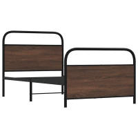 Produktbild för Sängram utan madrass brun ek 107x203 cm konstruerad trä