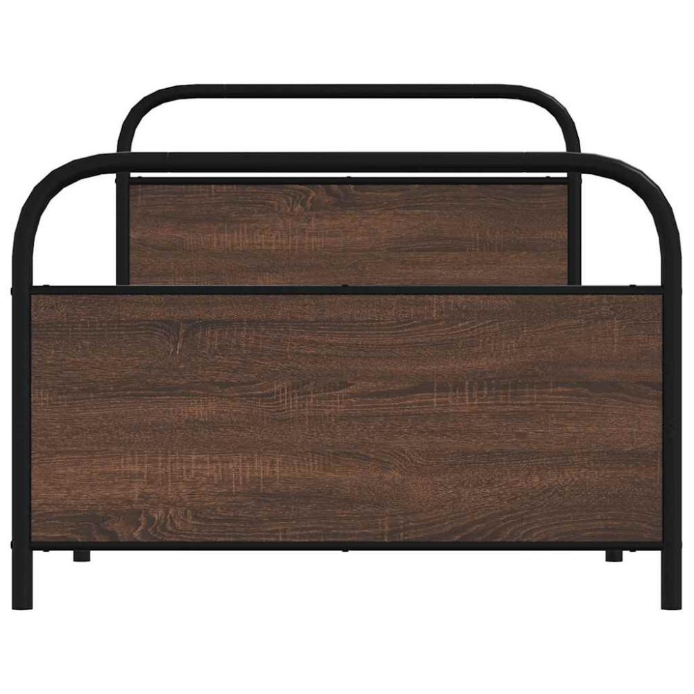 Produktbild för Sängram utan madrass brun ek 107x203 cm konstruerad trä