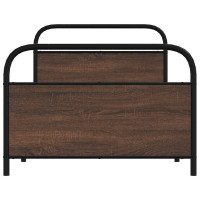 Produktbild för Sängram utan madrass brun ek 107x203 cm konstruerad trä