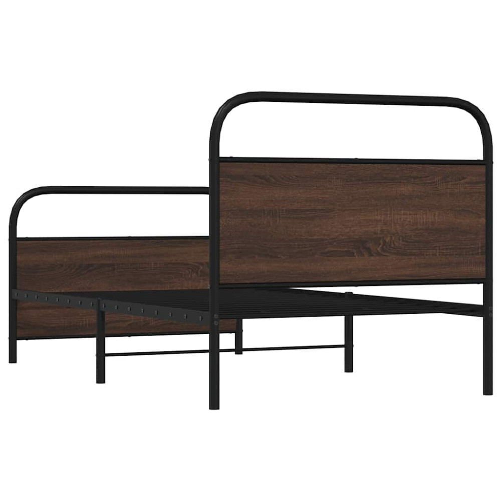 Produktbild för Sängram utan madrass brun ek 107x203 cm konstruerad trä