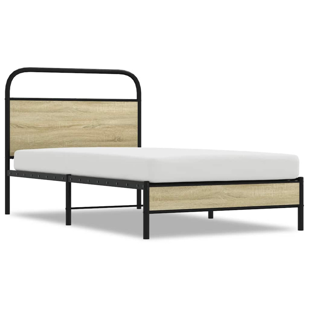 Produktbild för Sängram utan madrass sonoma-ek 107x203 cm konstruerad trä