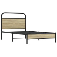 Produktbild för Sängram utan madrass sonoma-ek 107x203 cm konstruerad trä