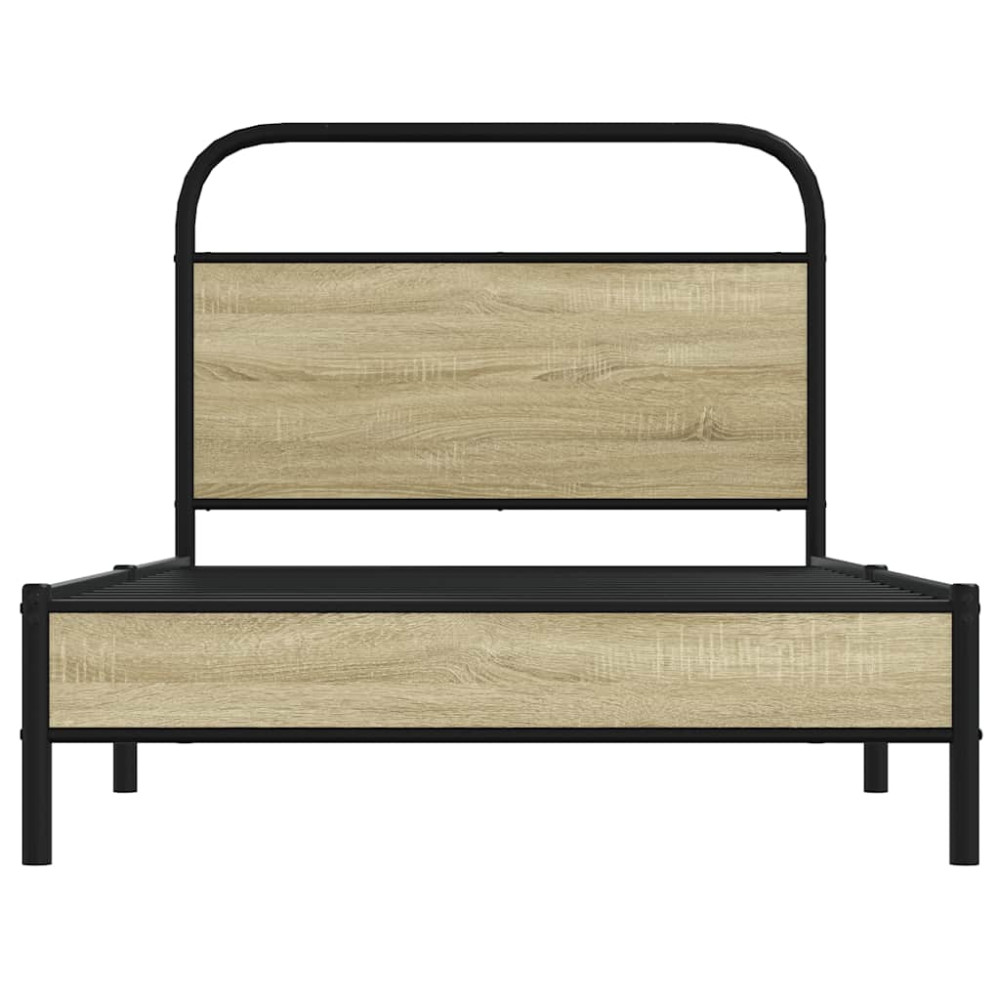 Produktbild för Sängram utan madrass sonoma-ek 107x203 cm konstruerad trä