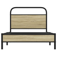 Produktbild för Sängram utan madrass sonoma-ek 107x203 cm konstruerad trä