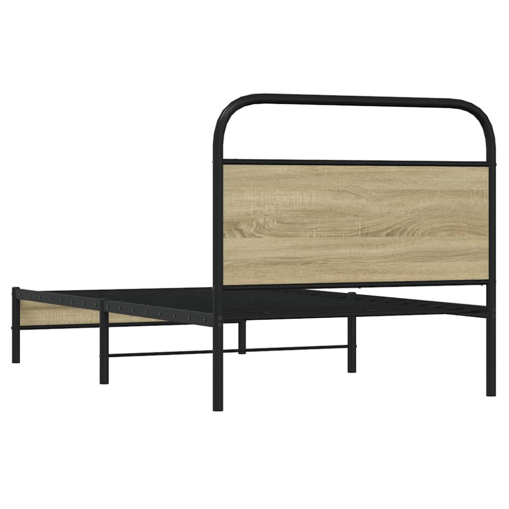 Produktbild för Sängram utan madrass sonoma-ek 107x203 cm konstruerad trä