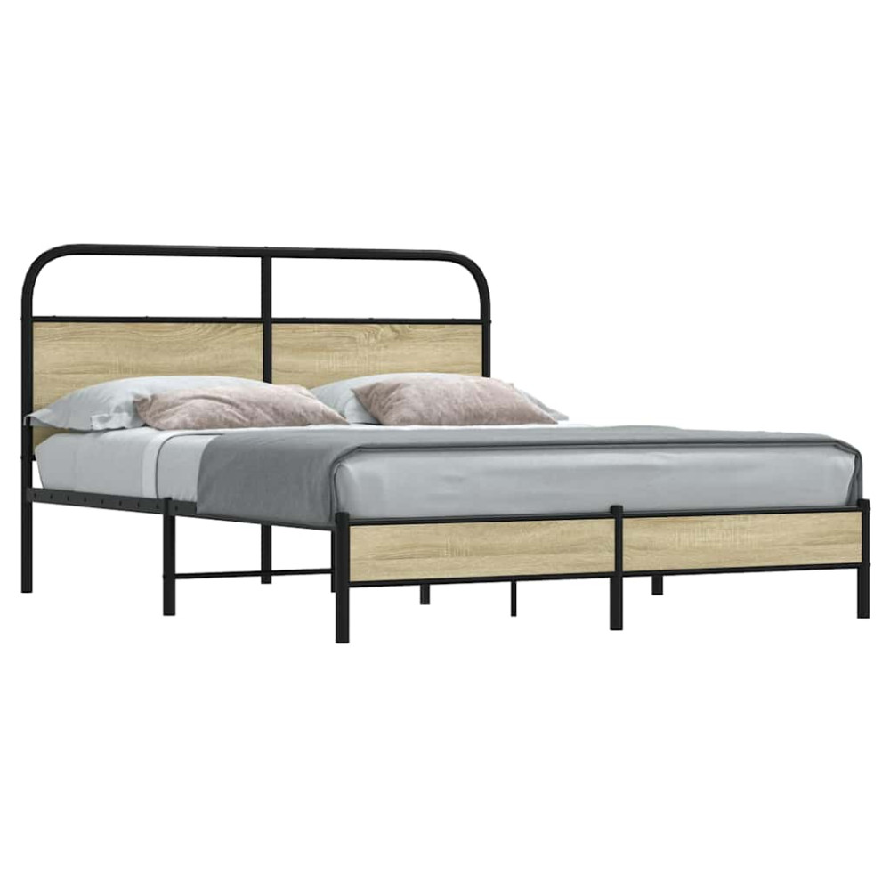Produktbild för Sängram utan madrass sonoma-ek 160x200 cm konstruerad trä