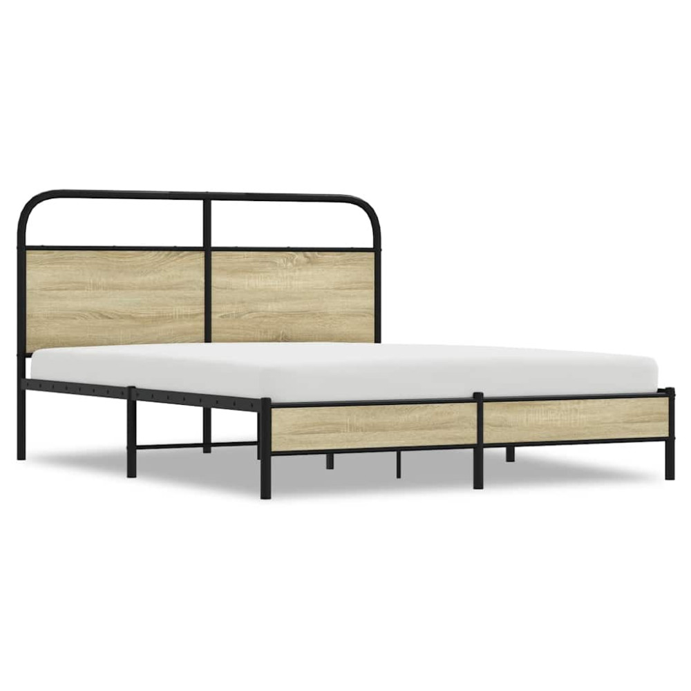 Produktbild för Sängram utan madrass sonoma-ek 160x200 cm konstruerad trä