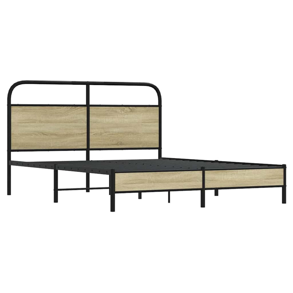 Produktbild för Sängram utan madrass sonoma-ek 160x200 cm konstruerad trä