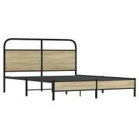 Produktbild för Sängram utan madrass sonoma-ek 160x200 cm konstruerad trä