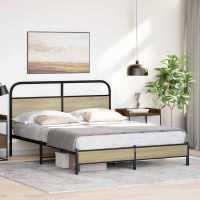 Produktbild för Sängram utan madrass sonoma-ek 160x200 cm konstruerad trä